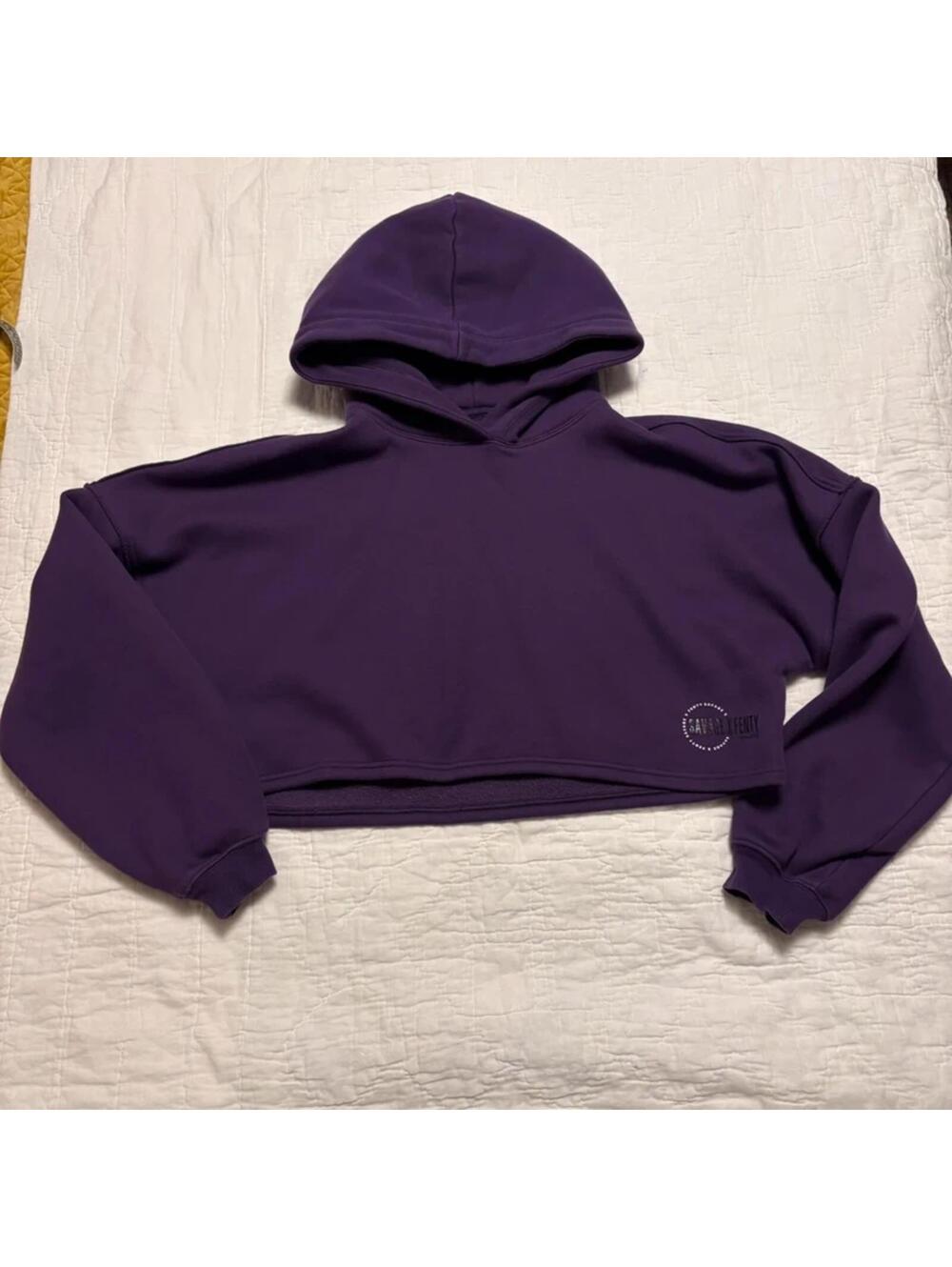 Savage X Fenty Purple Cropped Hoodie Women's Large Oversized Cozy Athleisure